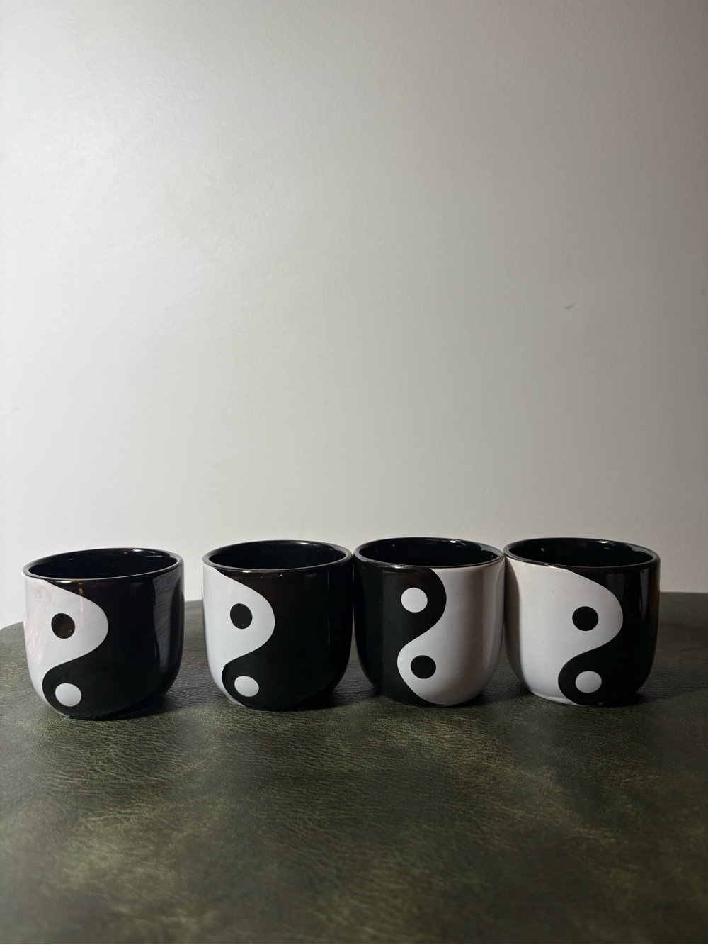Yin Yang Ceramic Avon Espresso Cups - Set of 4 - Black & White